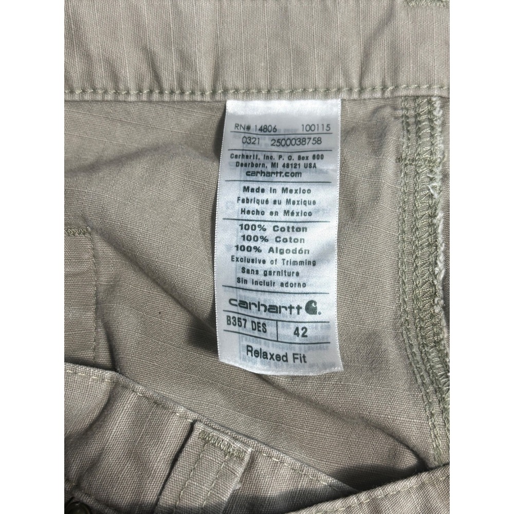 Carhartt Mens B357 DES Relaxed Fit Ripstop Cargo Work Shorts Desert Tan 42 - Picture 8 of 9